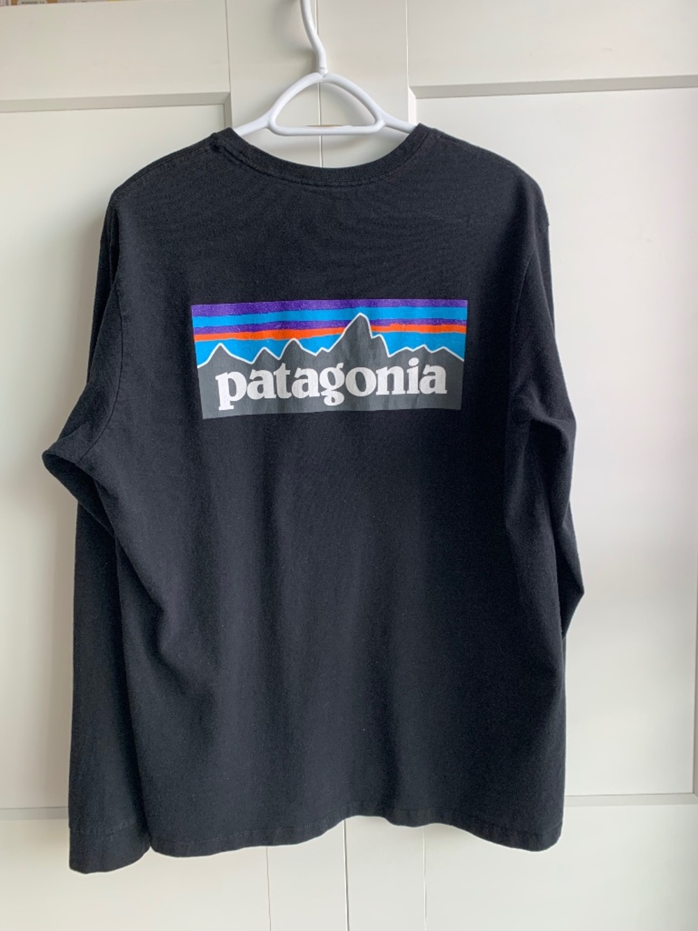 Patagonia Men's Long-Sleeved P-6 Logo Responsibili-tee size L in black